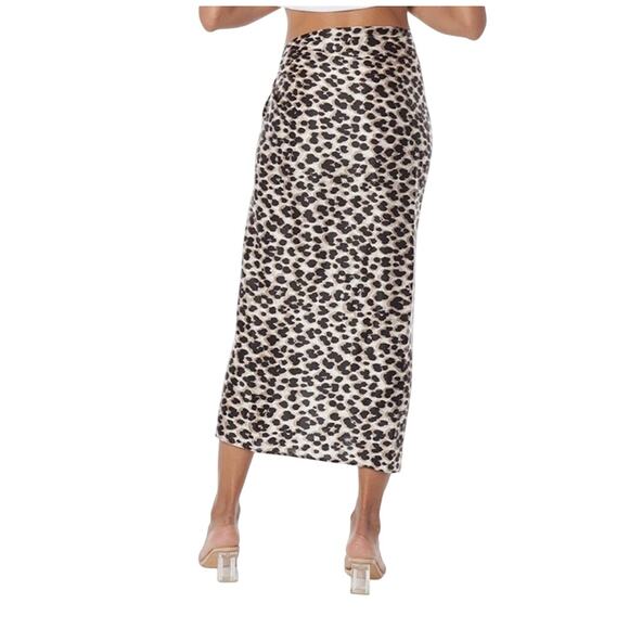 Women’s Size 2 Anatomie Leopard Print Silk Blend Midi Skirt Italy NWT - Picture 2 of 9